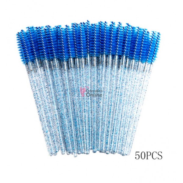 Periute Mascara pentru extensii gene false, 50 bucati Albastru cu sclipici